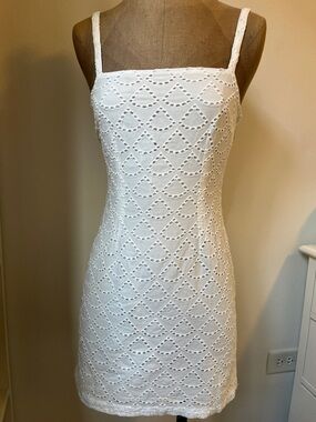 Urban Outfitters White Eyelet Square-Neck Mini Dress